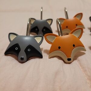 Fox and Raccoon Shower Curtain Hooks